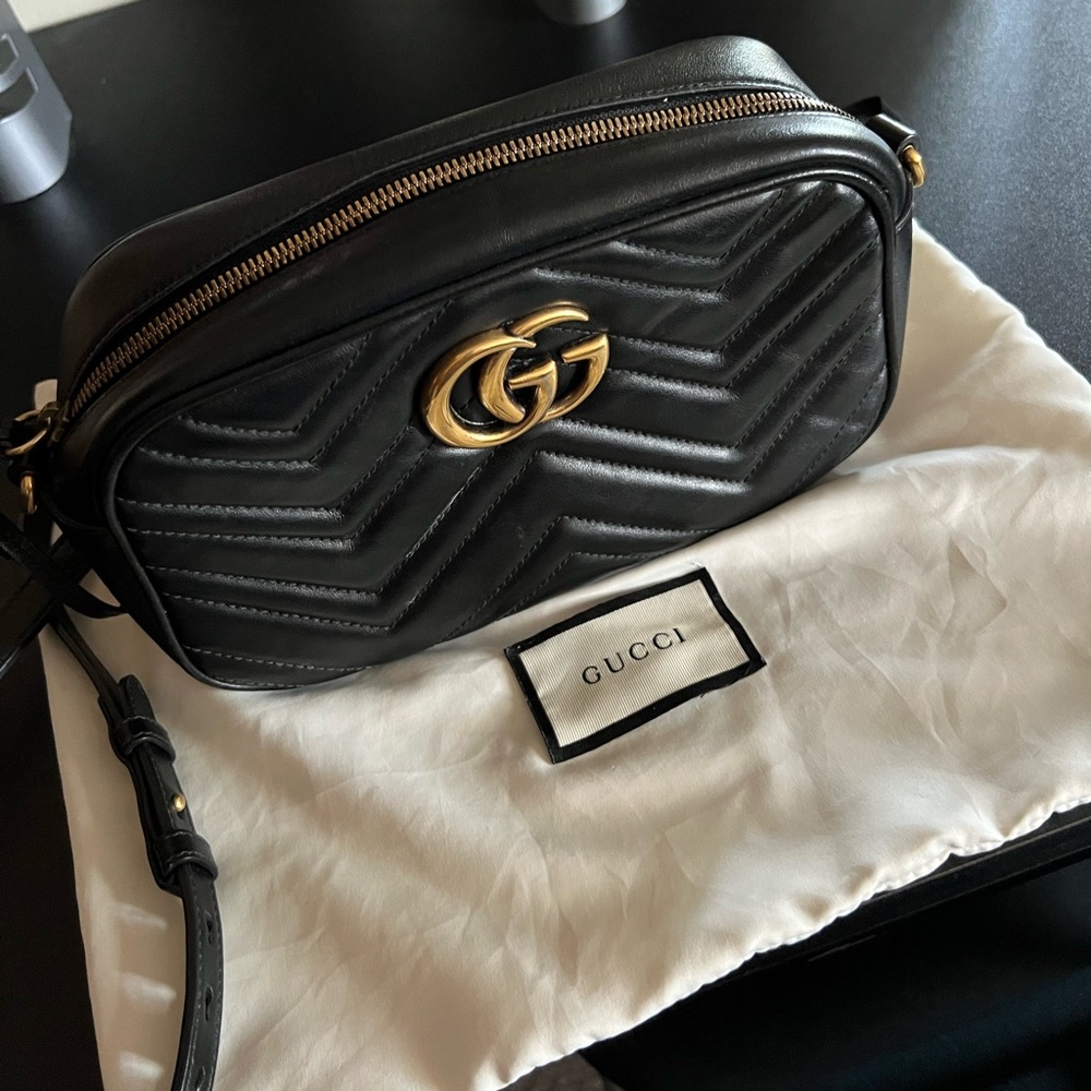 Gucci Black and Gold Quilted Bag